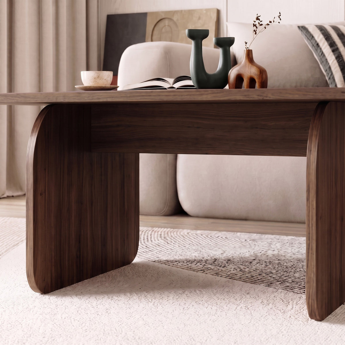 Couchtisch Pietra in Milano Nussbaum aus melaminbeschichteter Spanplatte, rechteckige Form, Grösse 100x60x42 cm, zerlegt.