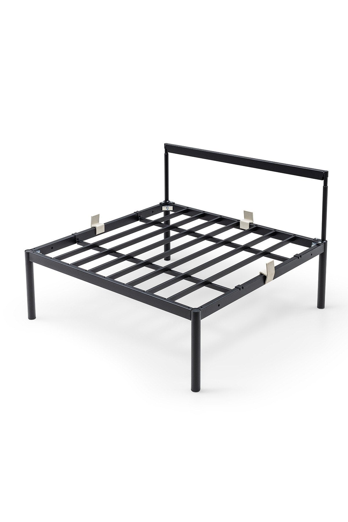 Foto vom 1-Sitzer-Modul mit Beistelltisch von Hanah Home in Schwarz und Marineblau, Bouclé-Stoff, Metallgestell, wendbares Design.