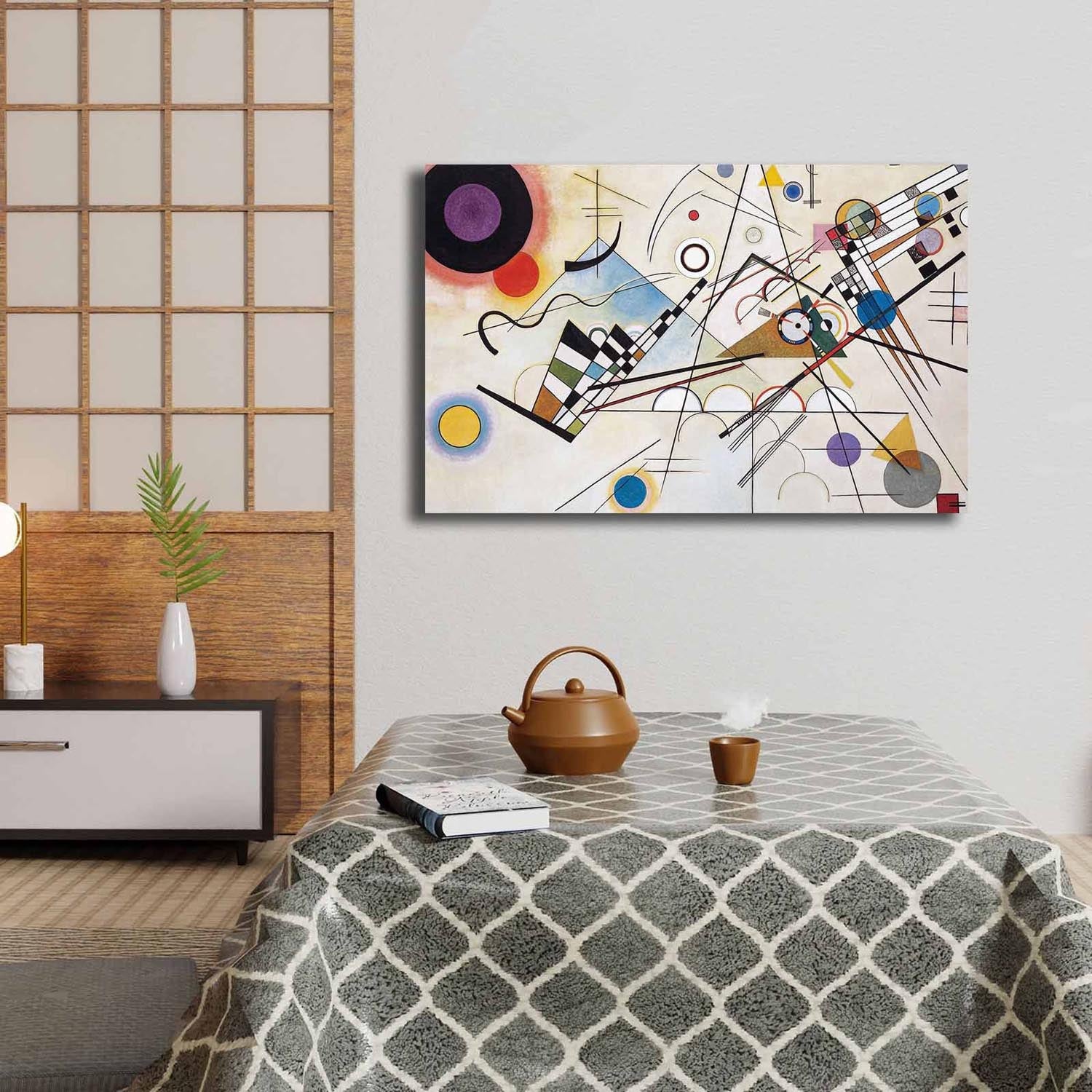 Entdecken Sie das fesselnde Leinwandgemälde von Kandinsky in lebendigen Farben. Perfekt für jeden Raum, bringt es Eleganz und Emotionen in Ihr Zuhause.