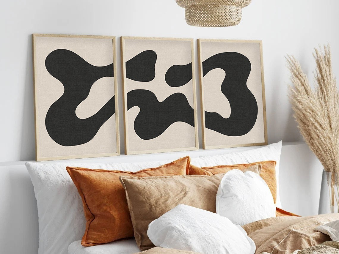 Verleihen Sie Ihrem Raum mit dem Huhu199 Bild von Wallity einen Hauch von Eleganz! Dieses mehrfarbige MDF-Gemälde (3 Stück) ist der perfekte Blickfang.