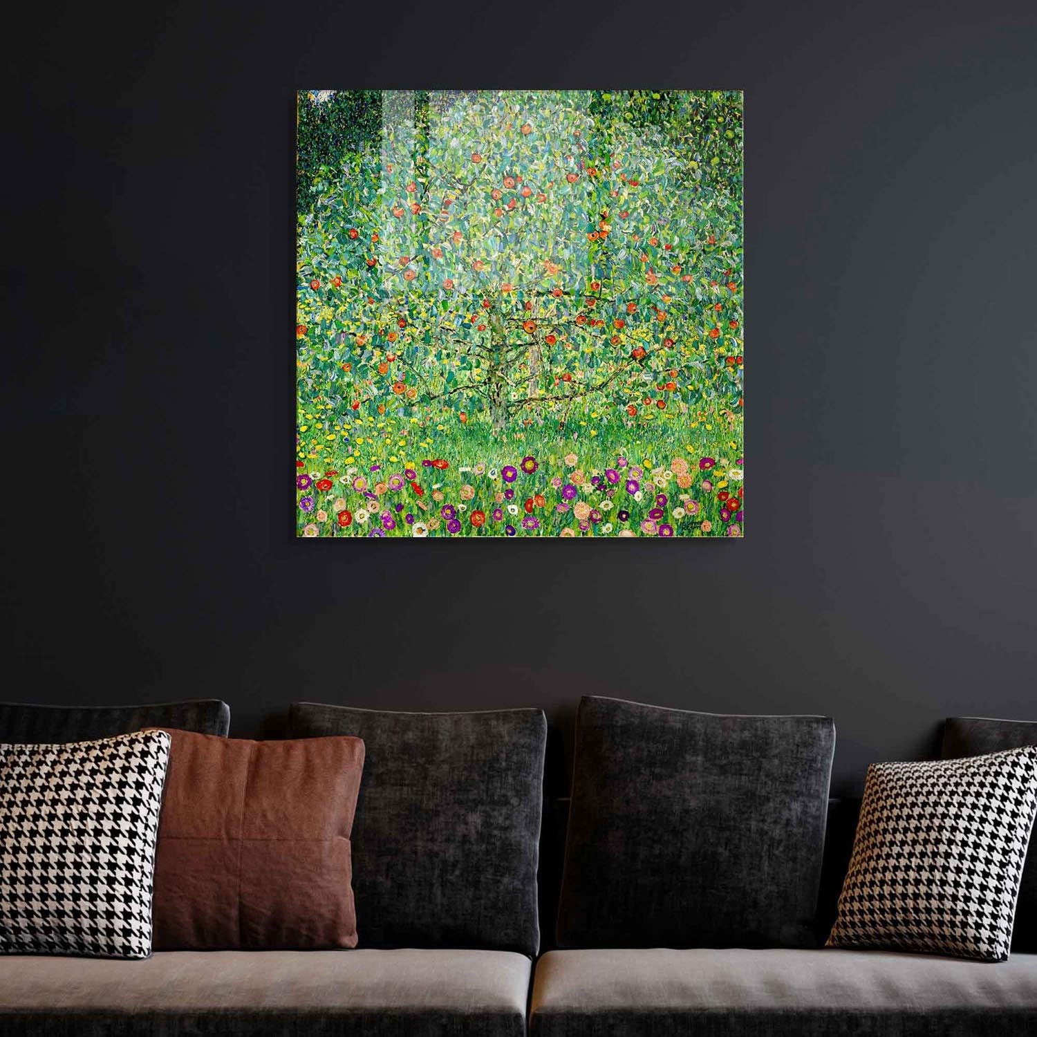 Verleihen Sie Ihrem Raum mit dem 60 x 60 cm großen, mehrfarbigen Wandbild von Wallity einen Hauch von Eleganz. Handgefertigt aus robustem gehärtetem Glas.