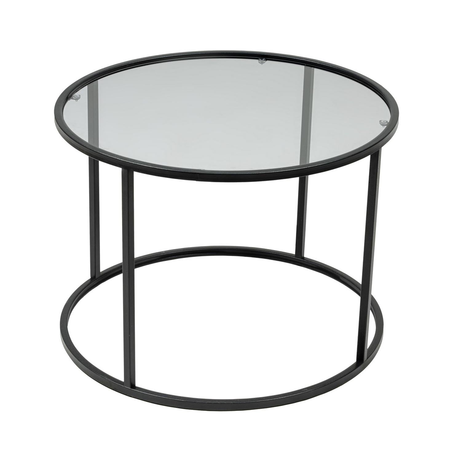 Moderner Startis Sofatisch in elegantem Schwarz von Hanah Home. Robuste Bauweise aus Glas und Metall, ideal für stilvolle Wohnräume.