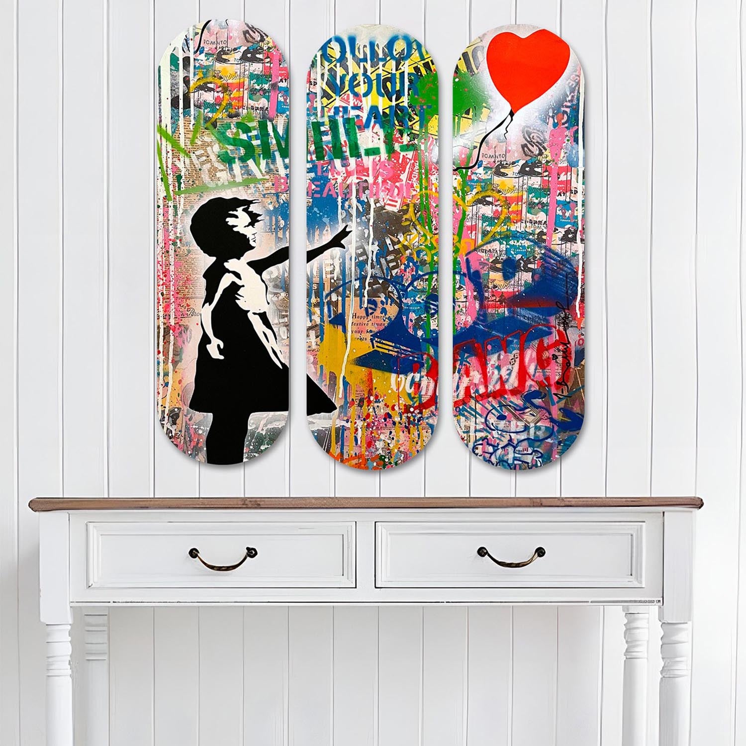 Entdecken Sie das faszinierende 3KY3801 Kunstwerk von Wallity – ein mehrfarbiges MDF-Gemälde, das jeden Raum in eine kreative Oase verwandelt.