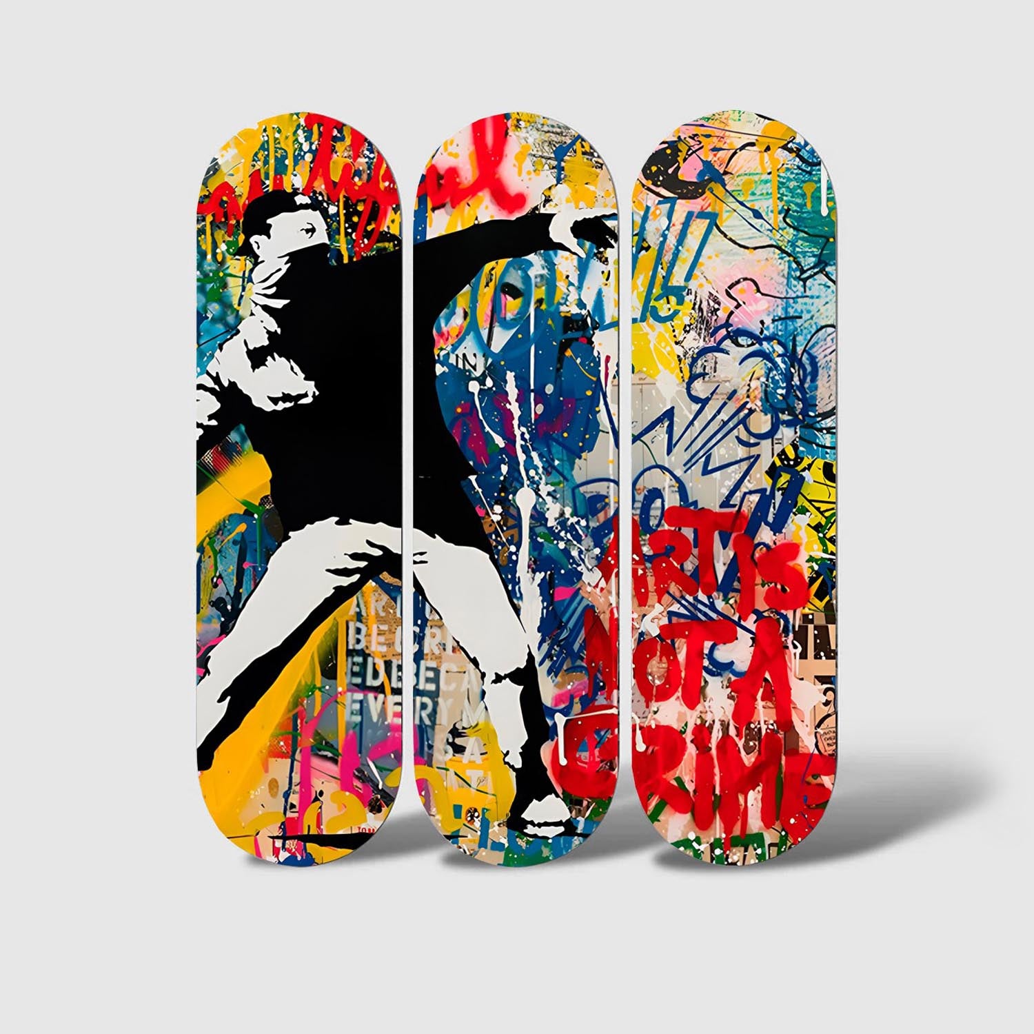 Verleihen Sie Ihrem Zuhause mit dem mehrfarbigen MDF-Gemälde 3KY3806 von Wallity einen Hauch von Eleganz und Kreativität. Ein echter Blickfang!