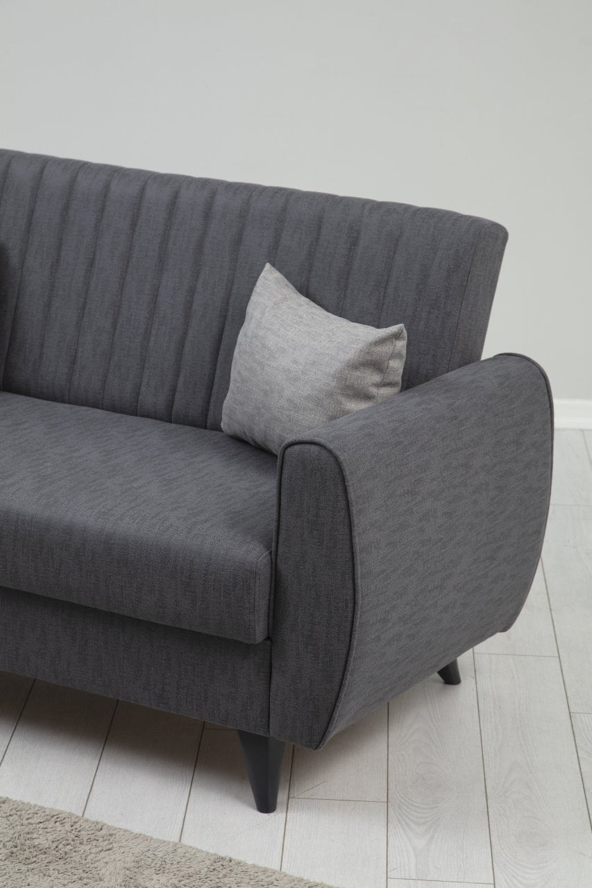 Entdecken Sie das Alkon Bettsofa in Dunkelgrau von Atelier Del Sofa – ein stilvolles, vielseitiges Möbelstück, das Komfort und Eleganz in Ihr Zuhause bringt.