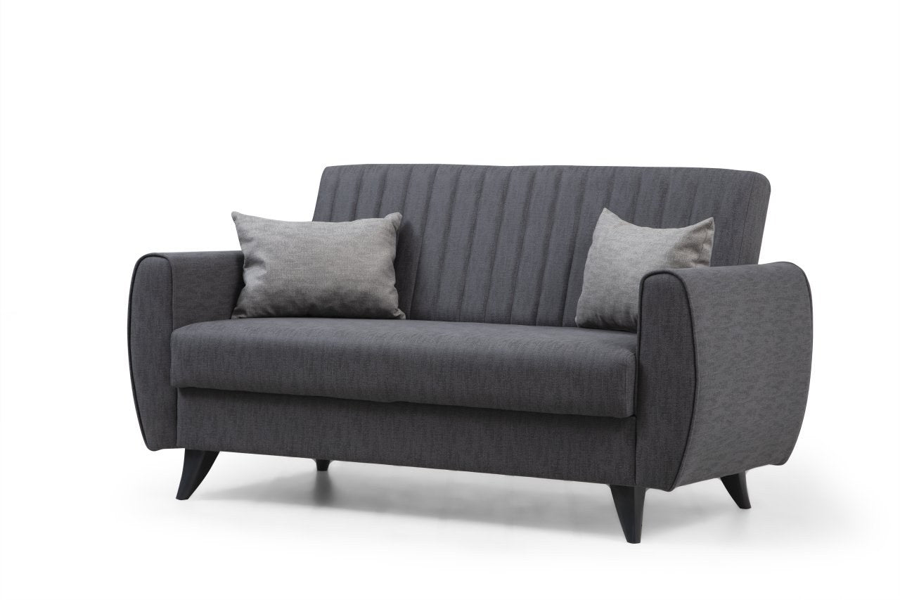 Entdecken Sie das Alkon Bettsofa in Dunkelgrau von Atelier Del Sofa – ein stilvolles, vielseitiges Möbelstück, das Komfort und Eleganz in Ihr Zuhause bringt.