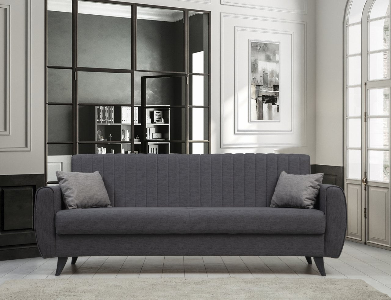 Entdecken Sie das stilvolle Alkon Bettsofa in Dunkelgrau von Atelier Del Sofa – die perfekte Kombination aus Eleganz und Funktionalität für Ihr Zuhause.