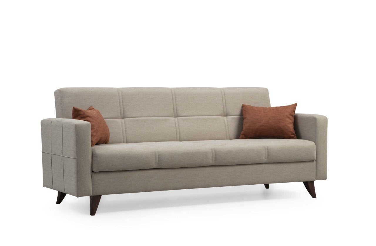 Erleben Sie das stilvolle Polya Bettsofa in Beige von Atelier Del Sofa – ein vielseitiges 3-Sitzer-Sofa, das Komfort und Eleganz vereint und sich perfekt in Ihr Zuhause einfügt.