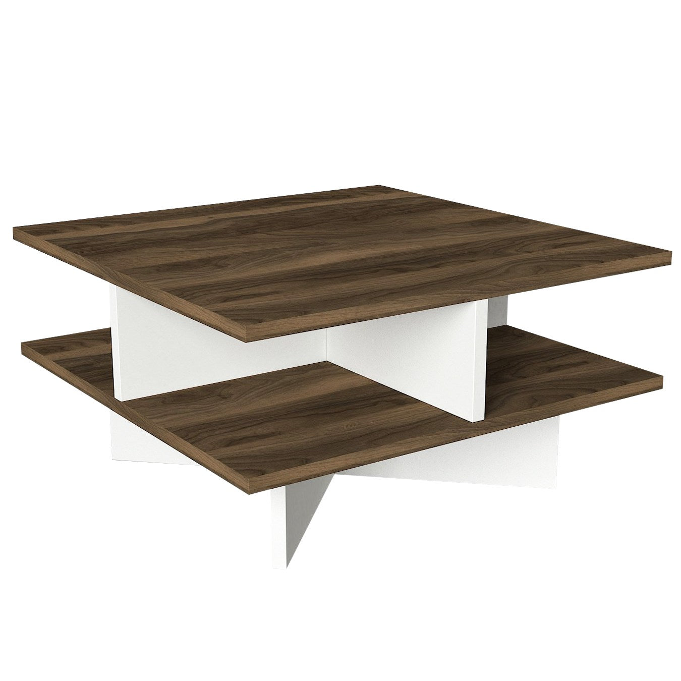 Hamton - Walnut, White in Walnuss Weiss präsentiert im Onlineshop von KAQTU Design AG. Beistelltisch ist von Hanah Home