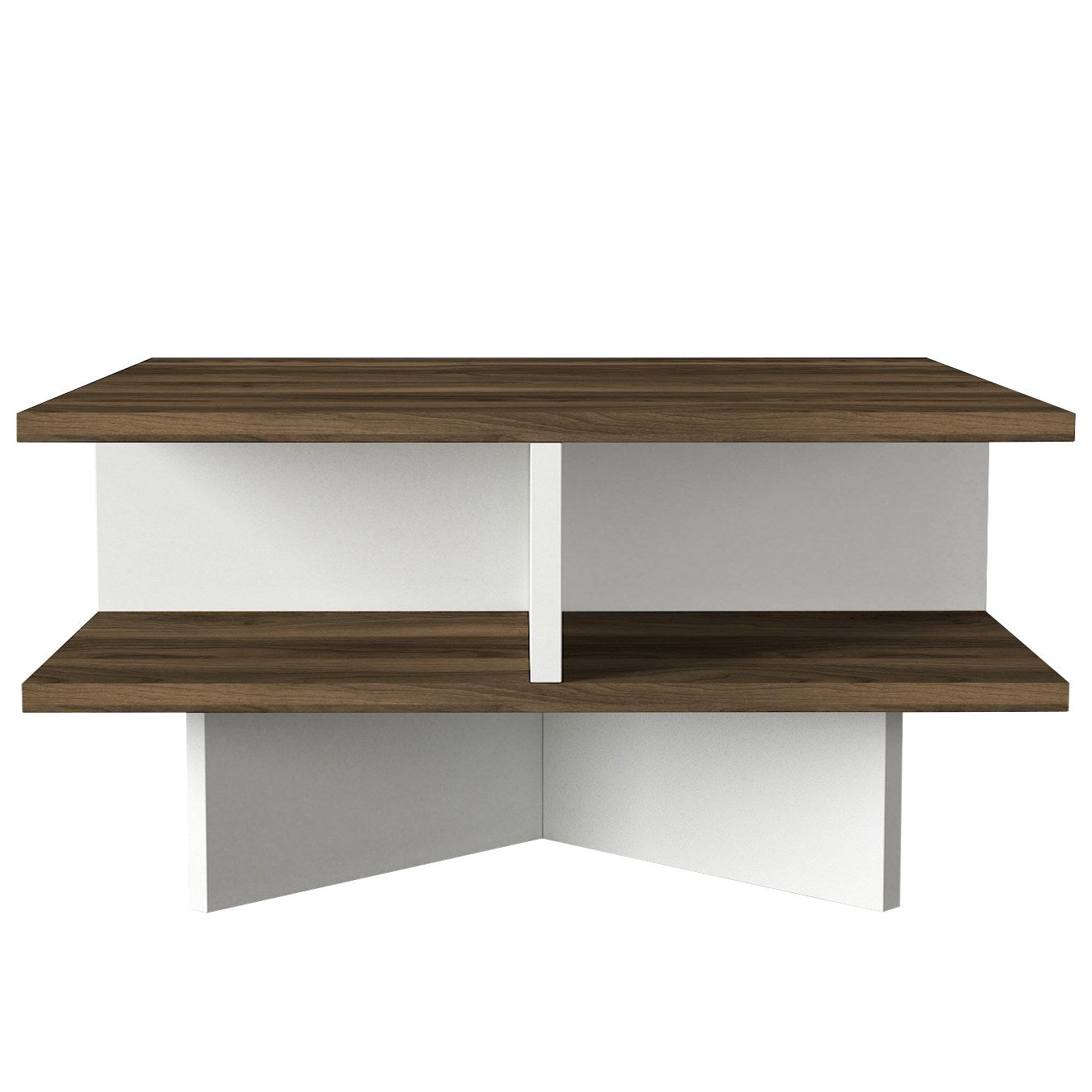 Erleben Sie den Hamton Sofatisch in Walnuss und Weiß – ein eleganter skandinavischer Tisch, der Stil und praktischen Nutzen harmonisch verbindet.