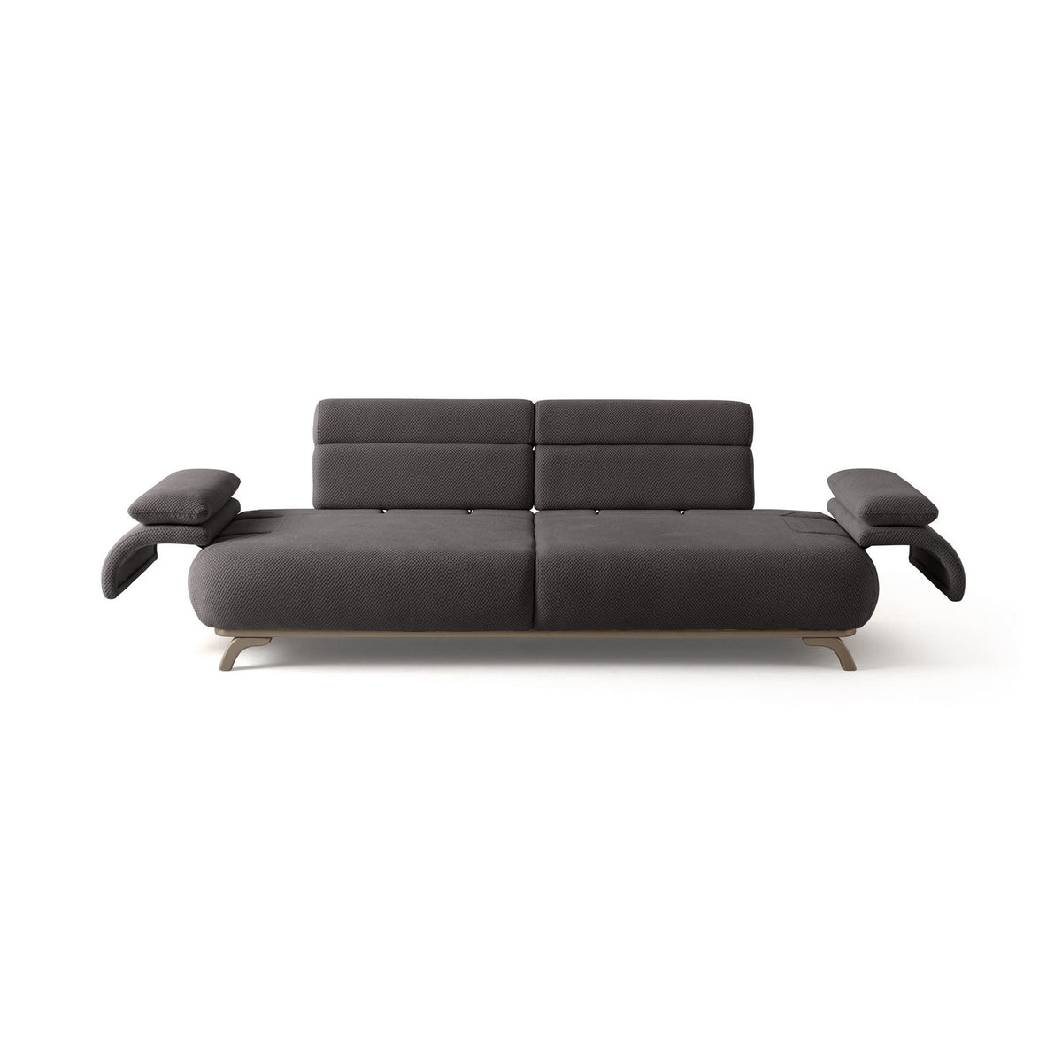 Anthrazitfarbenes 3-Sitzer-Sofa Bonjo Silver mit Polyesterbezug in Tuna-Struktur, Holzbeinen und abnehmbarem Rückenkissen von Hanah Home