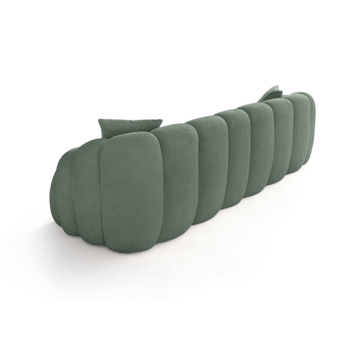 Türkisfarbenes 4-Sitzer Sofa Octavio von Hanah Home mit Polyesterbezug, Holzgestell und schlanken Kunststoffbeinen, seitliche Ansicht.