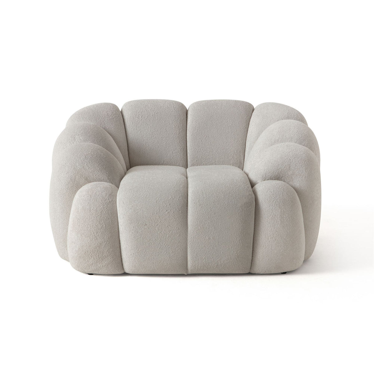 Weisses 1-Sitzer Sofa Octavio mit Polyesterbezug, Gestell aus Hainbuche, Kunststoffbeinen und abnehmbarem Rückenkissen, Frontansicht.