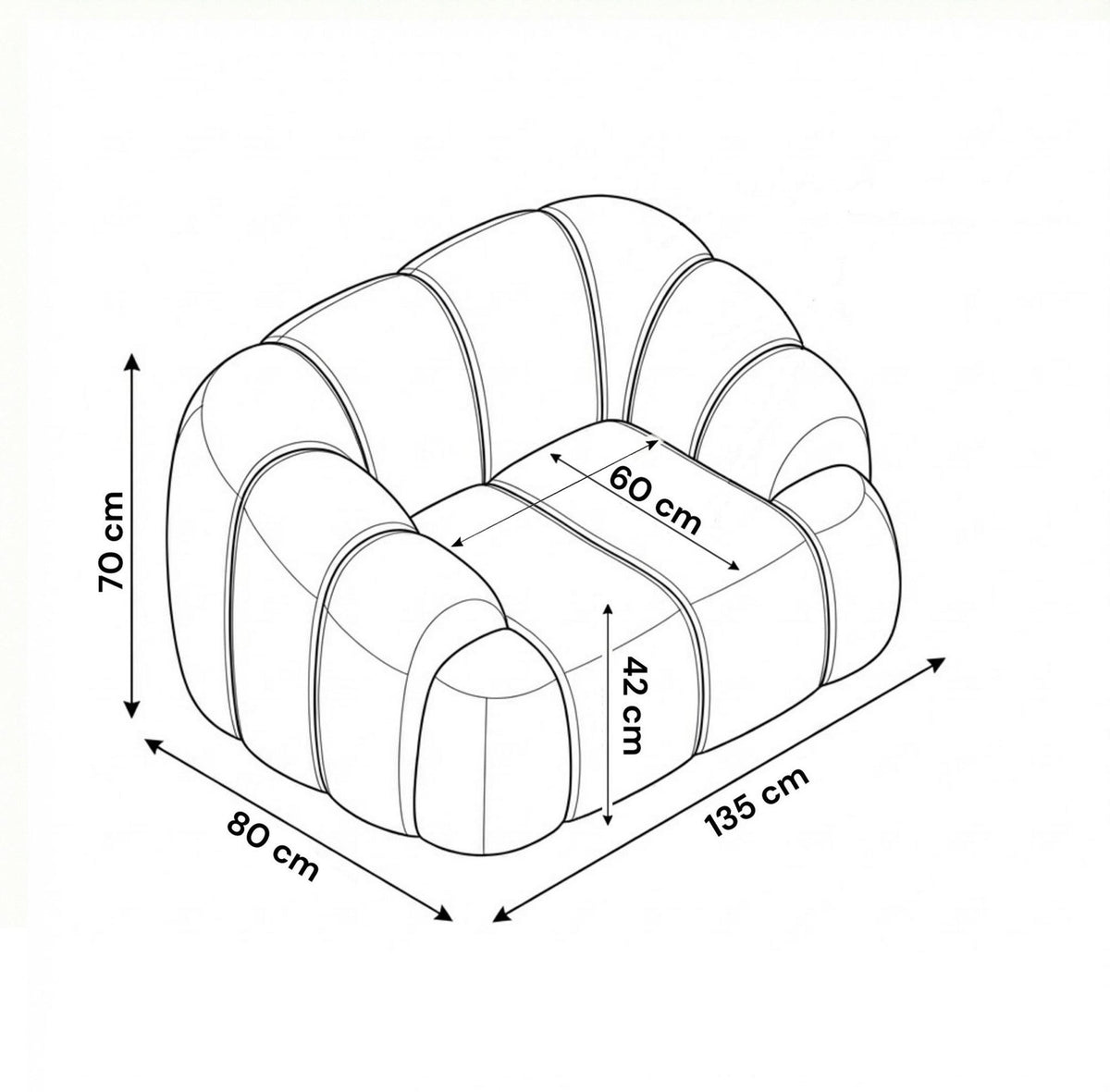 Braunes 1-Sitzer Sofa Octavio aus Polyesterstoff mit Hainbuche-Gestell, Kunststoffbeinen und abnehmbarem Rückenkissen, Frontalansicht.