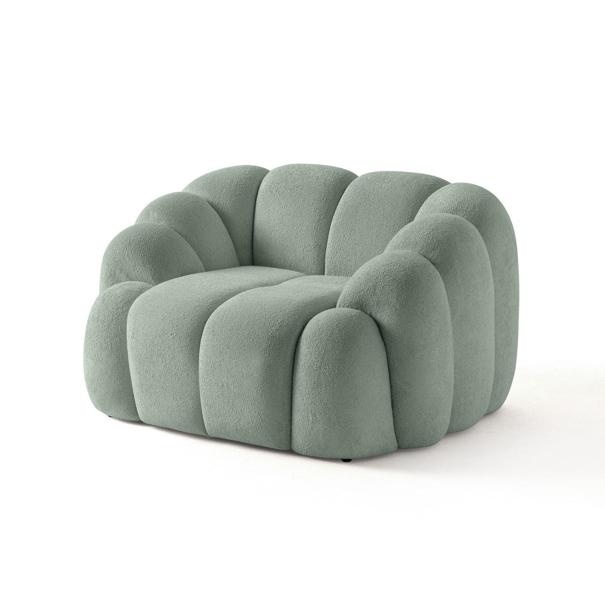 Türkisfarbenes 1-Sitzer Sofa Octavio aus Polyesterstoff mit Kunststoffbeinen, Hainbuche-Gestell und abnehmbarem Rückenkissen, Masse 135x80x70 cm.