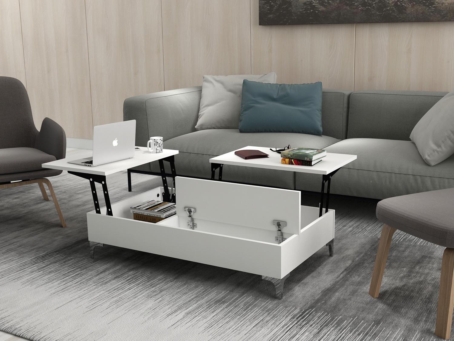 Entdecken Sie den Esinti Sofatisch in Weiß von Hanah Home – skandinavisches Design, das Eleganz und Funktionalität vereint. Ideal für Ihr Zuhause!