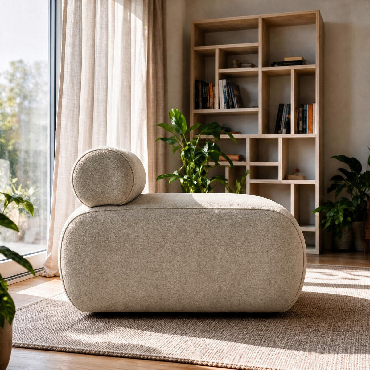 Cosmo Ohrensessel in Latte von Hanah Home mit gestricktem Polyesterbezug, Spanplattenrahmen und Kunststoffbeinen, klassische Wing-Chair-Form.