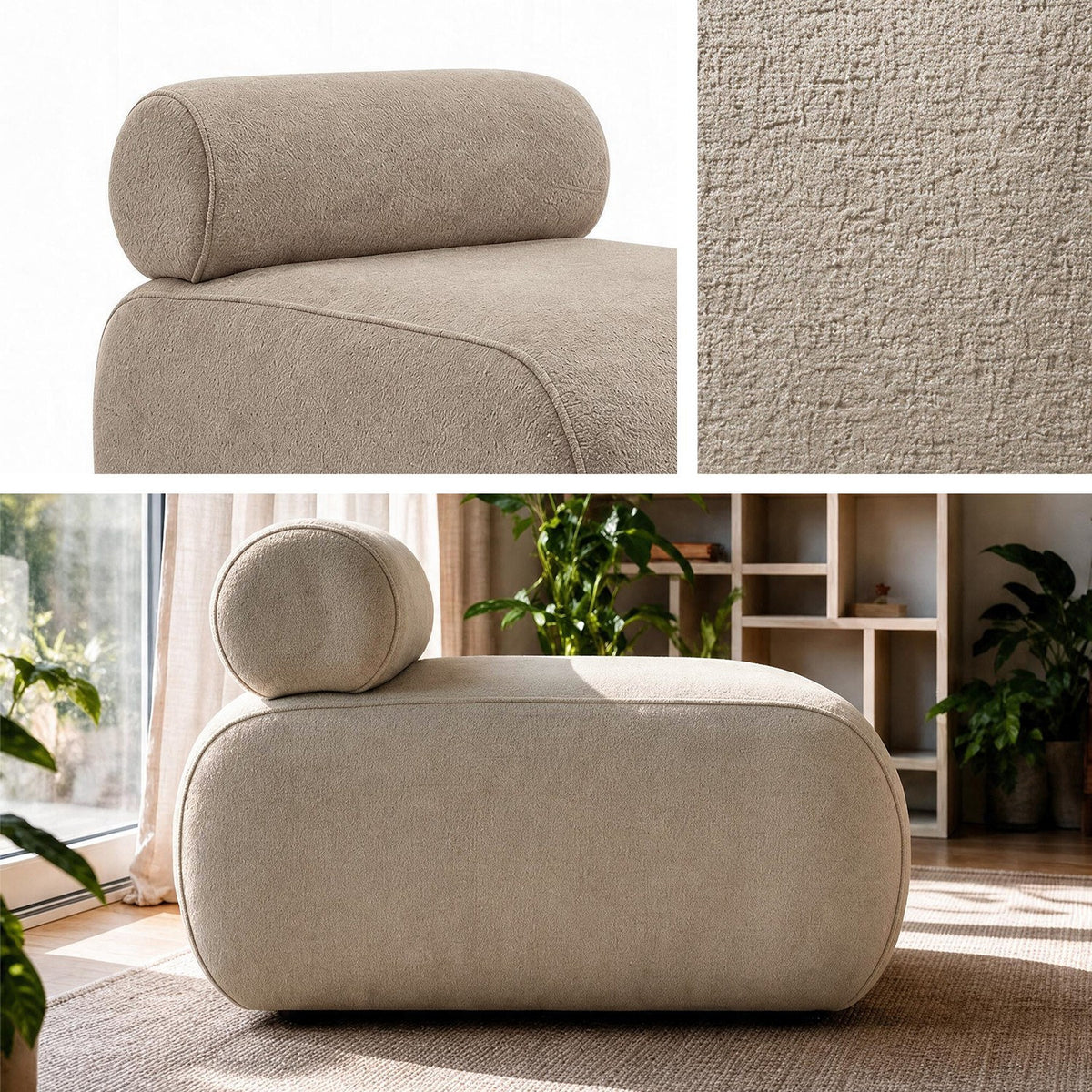 Cosmo Ohrensessel in Latte von Hanah Home mit gestricktem Polyesterbezug, Spanplattenrahmen und Kunststoffbeinen, klassische Wing-Chair-Form.