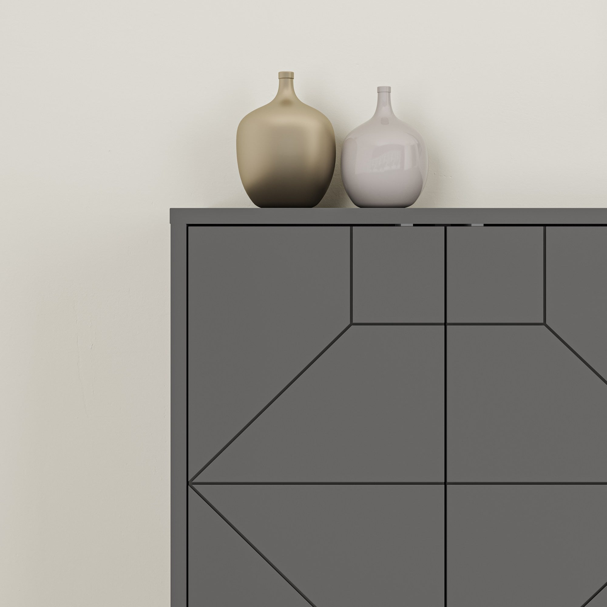Erleben Sie das Dune - Anthracite Sideboard von Hanah Home: Ein eleganter TV-Ständer mit optimalem Stauraum und modernem, stilvollem Design.