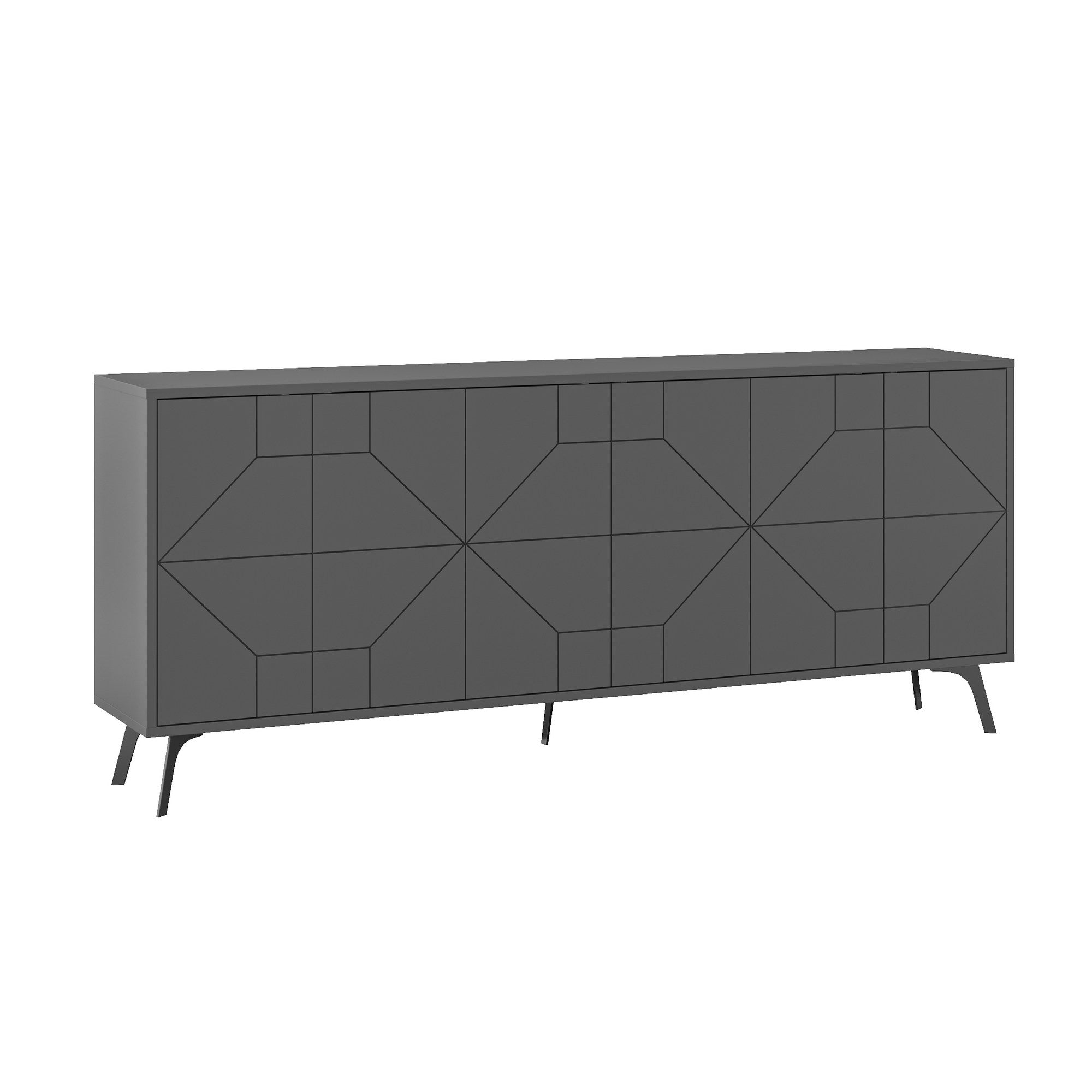 Entdecken Sie das Dune - Anthracite Sideboard von Hanah Home: Ein stilvoller TV-Ständer, der Eleganz und Funktionalität für Ihr Wohnzimmer vereint.