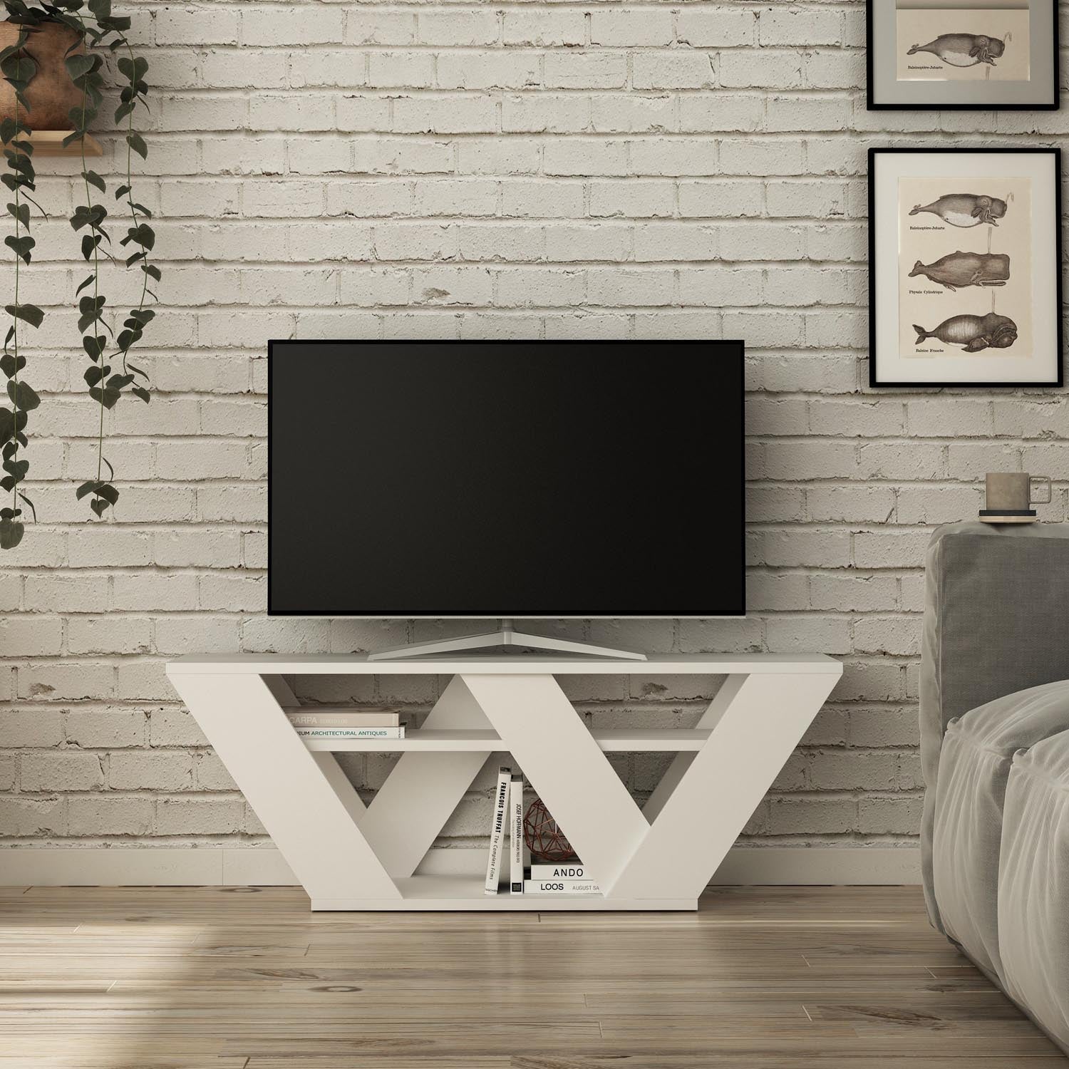Entdecken Sie das Pipralla Sideboard in Weiß von Hanah Home – ein eleganter TV-Ständer, der Stil und Funktionalität vereint. Ideal für jedes moderne Zuhause!
