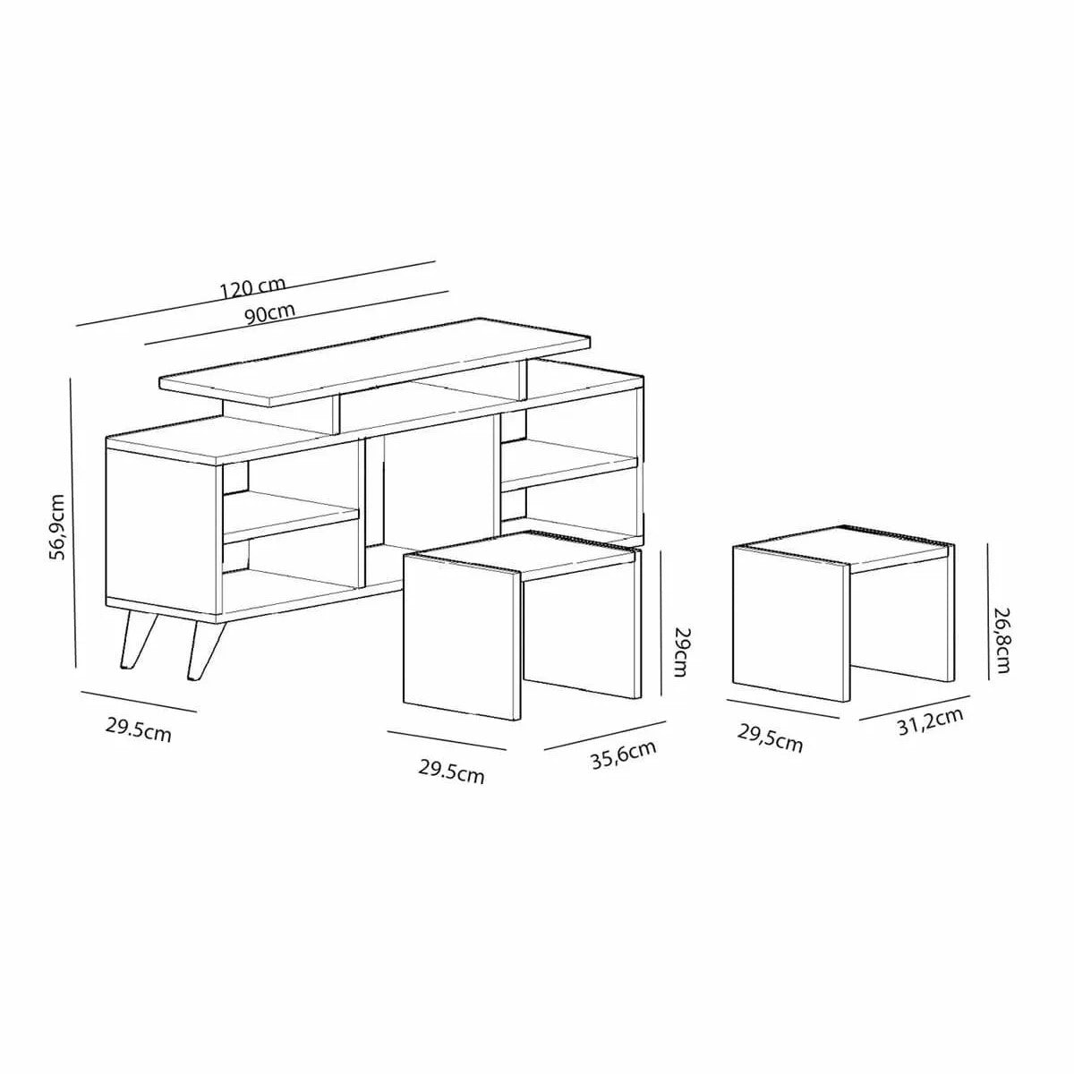 Entdecken Sie das Kutay TV-Möbel in Weiß und Teak von Hanah Home – eine elegante Lösung für stilvolle Wohnräume mit optimalem Stauraum.