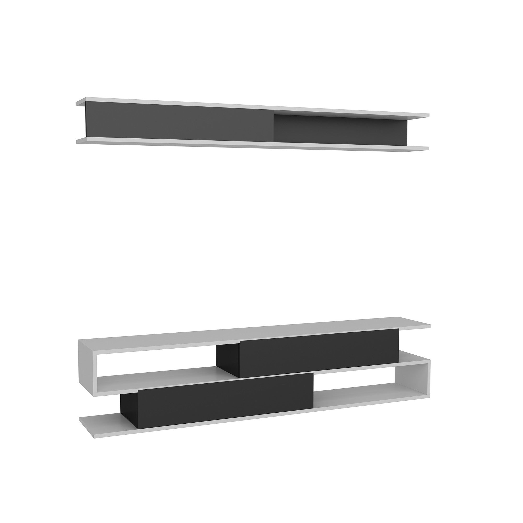 Sims - Black, White in Weiss Schwarz präsentiert im Onlineshop von KAQTU Design AG. TV-Möbel ist von Hanah Home