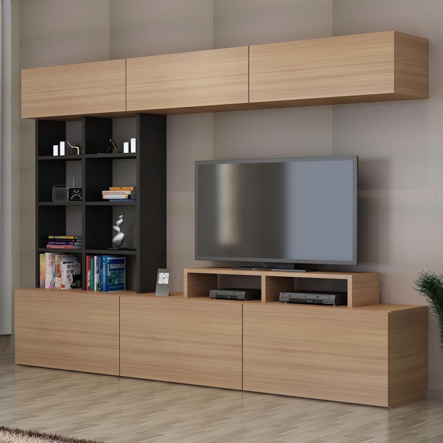 Entdecken Sie das stilvolle TV-Möbel Sasa in Teak Schwarz von Hanah Home. Modernes Design, hochwertige Materialien und praktische Stauraumlösungen für Ihr Wohnzimmer.
