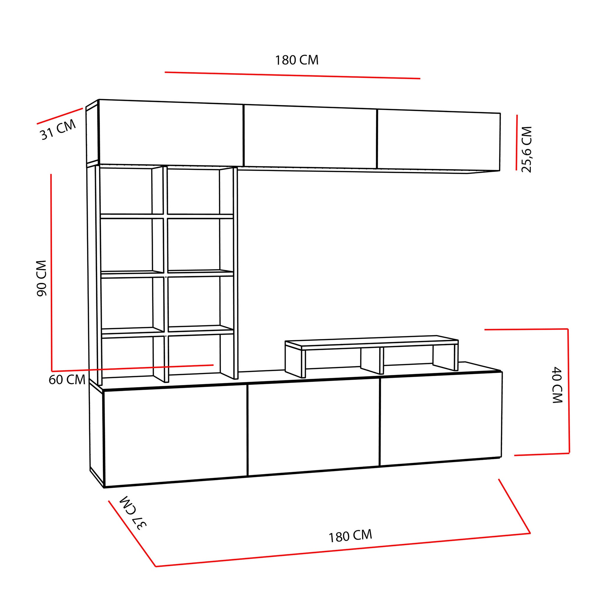 Verleihen Sie Ihrem Wohnzimmer mit dem Sasa TV-Möbel in Teak Schwarz von Hanah Home einen modernen Look – stilvoll, praktisch und hochwertig.