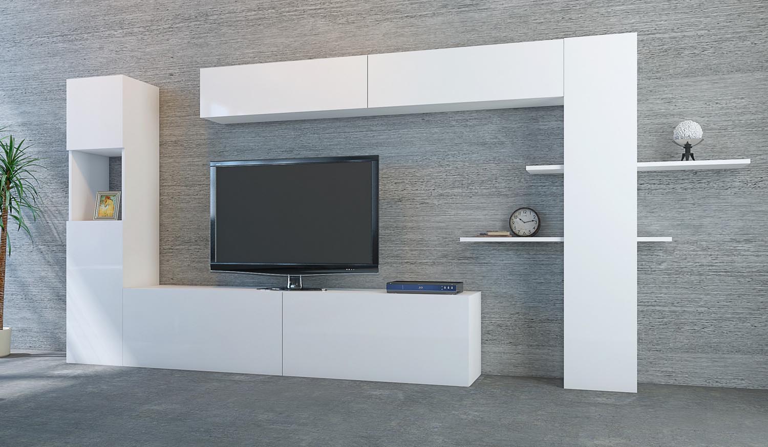 Entdecken Sie das elegante Maxi TV-Möbel in Weiß von Hanah Home. Modernes Design, viel Stauraum und skandinavische Eleganz für Ihr Wohnzimmer.
