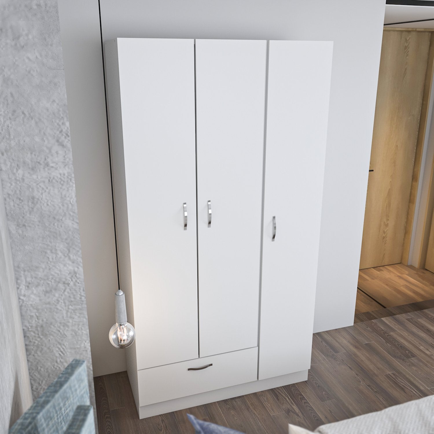 Entdecken Sie die Gabi Garderobe in Weiß von Hanah Home – stilvoll, funktional und ideal für jedes Schlafzimmer. Perfekte Aufbewahrungslösung!