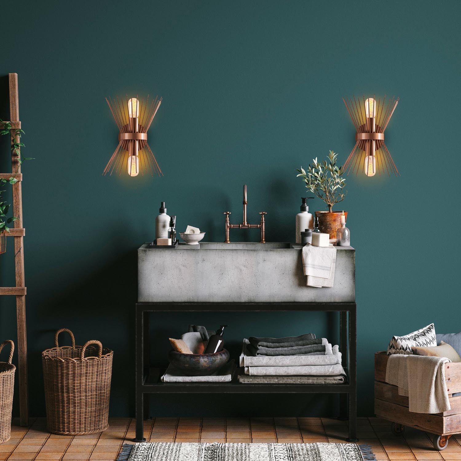 Setzen Sie mit der GMN-000010 Kupfer-Wandleuchte von Opviq stilvolle Akzente in Ihrem Zuhause. Eleganz und Gemütlichkeit vereint!