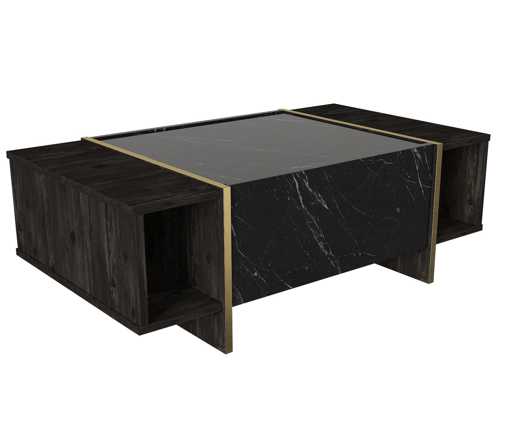 Veyron - Black, Gold in Schwarz Gold präsentiert im Onlineshop von KAQTU Design AG. Beistelltisch ist von Hanah Home
