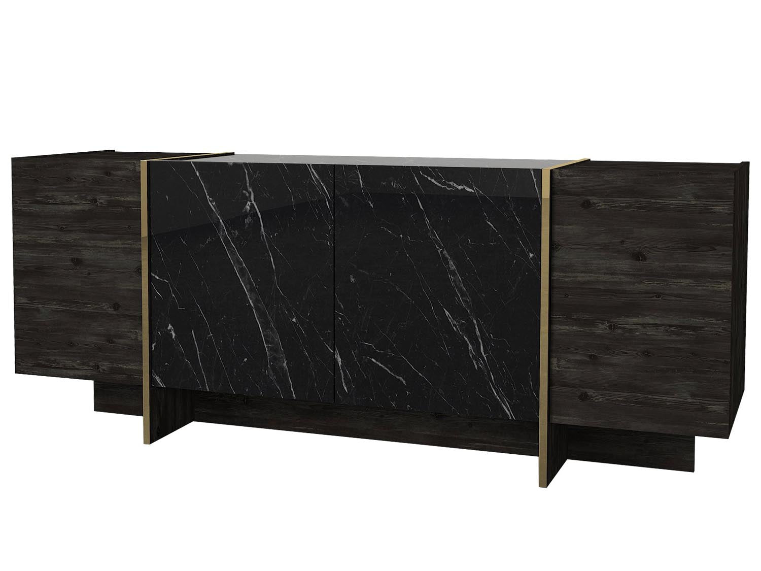 Veyron - Black, Gold in Schwarz Gold präsentiert im Onlineshop von KAQTU Design AG. High-Sideboard ist von Hanah Home