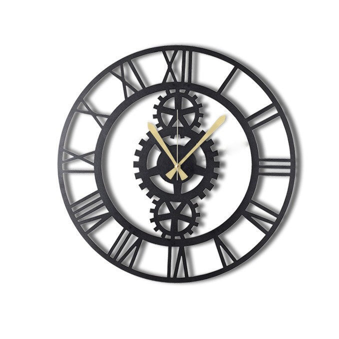 Verleihen Sie Ihrem Zuhause mit der Gear XL Wanduhr von Wallity in Schwarz einen modernen Akzent. Diese elegante Metalluhr ist ein echter Blickfang!