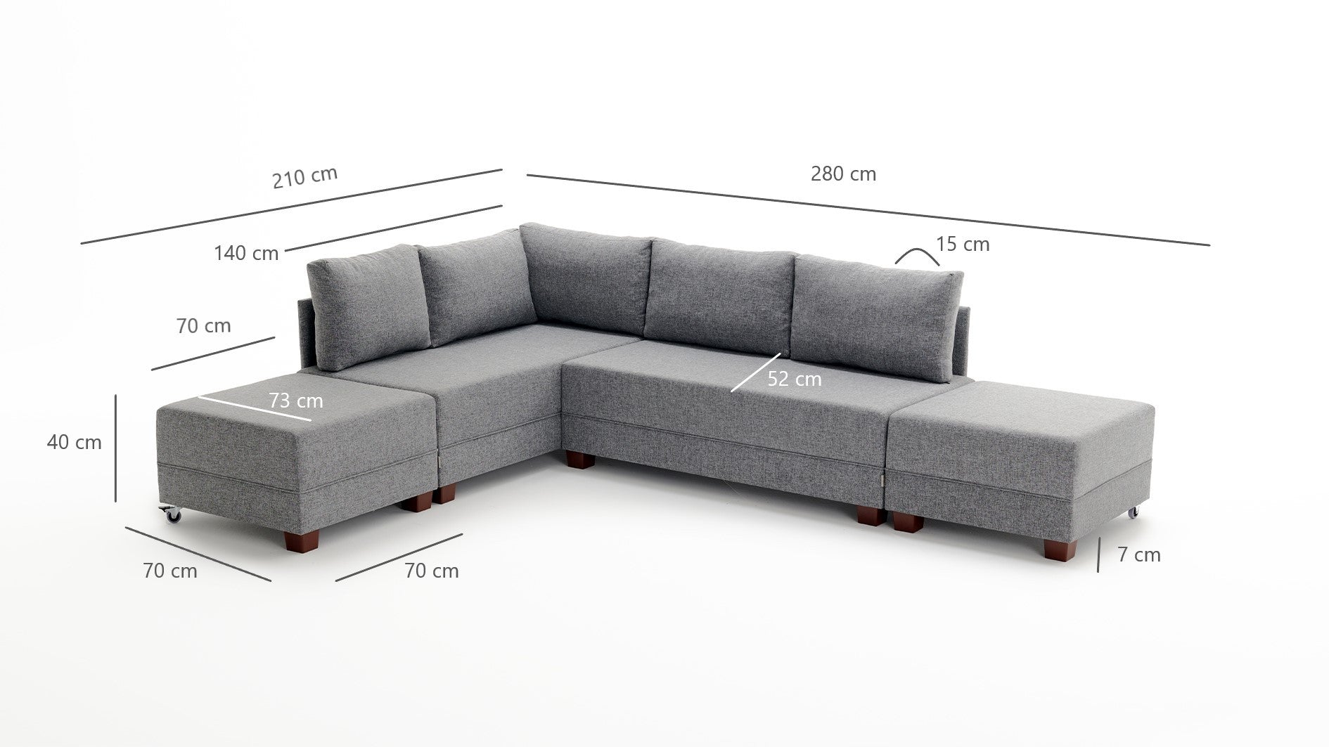 Entdecken Sie das Fly Corner Sofa Bed Left in elegantem Braun von Atelier Del Sofa – der perfekte Mix aus Stil, Komfort und praktischer Funktionalität für Ihr Zuhause!