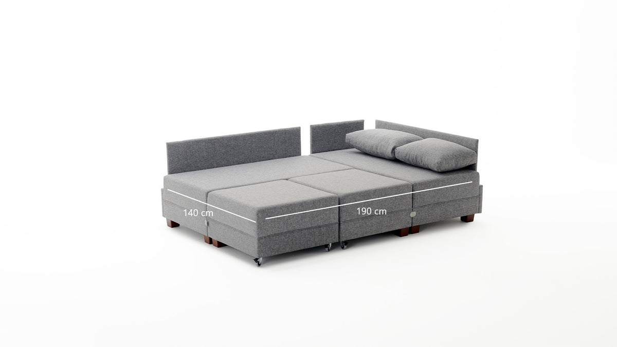Fly Corner Sofa Bed Right Bettsofa - Grau in Grau präsentiert im Onlineshop von KAQTU Design AG. Bettsofa rechts ist von Atelier Del Sofa