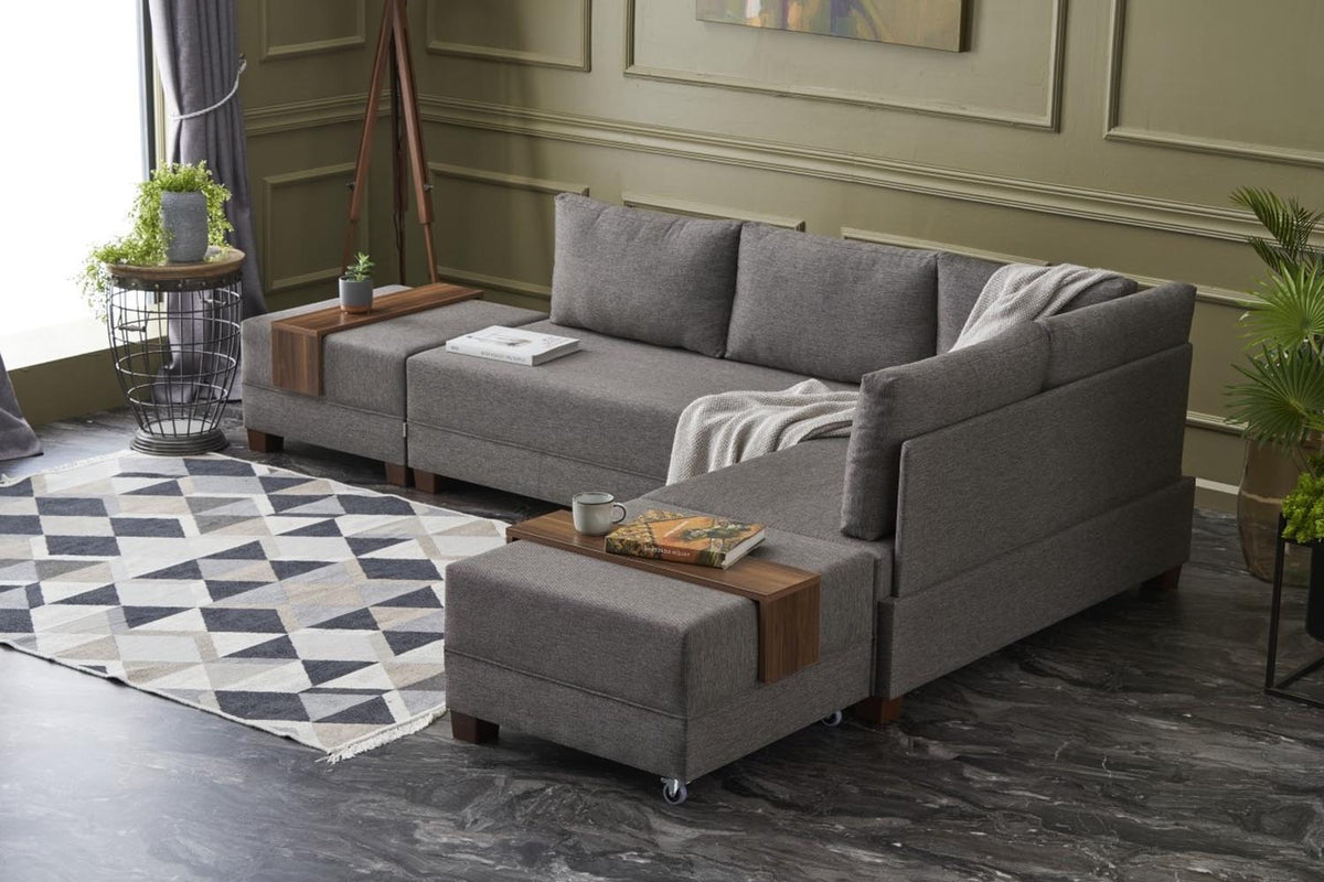 Fly Corner Sofa Bed Right Bettsofa - Braun in Braun präsentiert im Onlineshop von KAQTU Design AG. Bettsofa rechts ist von Atelier Del Sofa