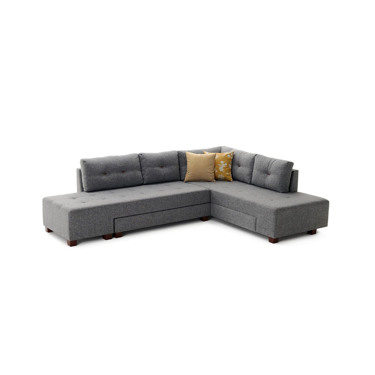 Manama Corner Sofa Bed Right Bettsofa - Grau in Grau präsentiert im Onlineshop von KAQTU Design AG. Bettsofa rechts ist von Atelier Del Sofa