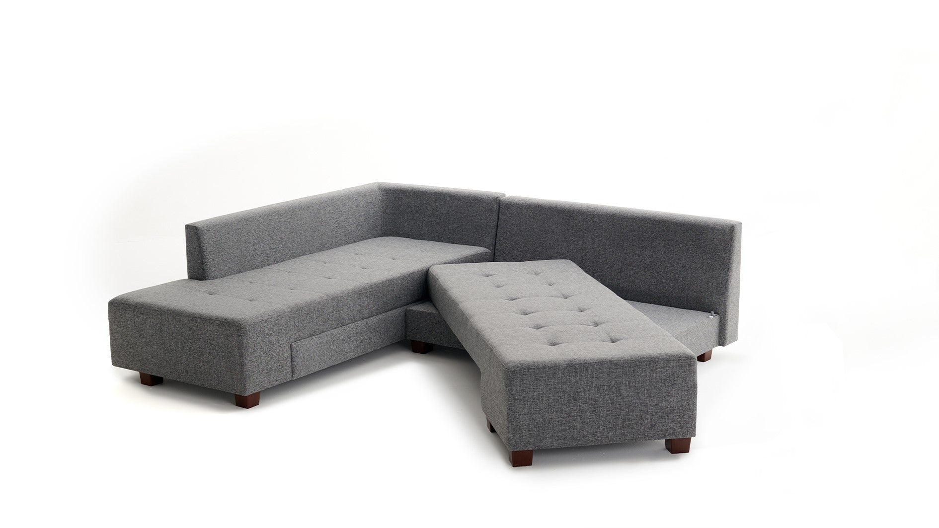 Entdecken Sie das graue Manama Ecksofa-Bett von Atelier Del Sofa – stilvoll, bequem und ideal für Gästeübernachtungen!