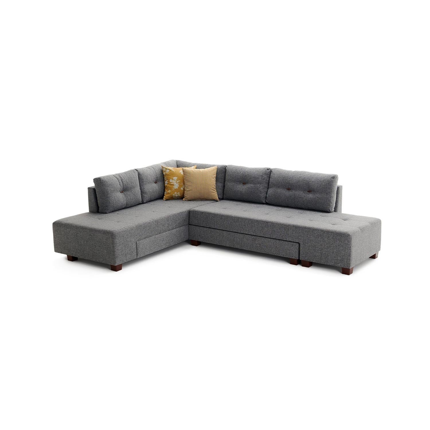 Entdecken Sie das vielseitige Manama Ecksofa-Bett in Grau von Atelier Del Sofa – stilvoll, bequem und ideal für jeden Wohnraum!