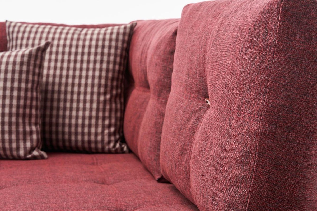 Manama Corner Sofa Bed Right Bettsofa - Karmesinrot in Karmesinrot präsentiert im Onlineshop von KAQTU Design AG. Bettsofa rechts ist von Atelier Del Sofa