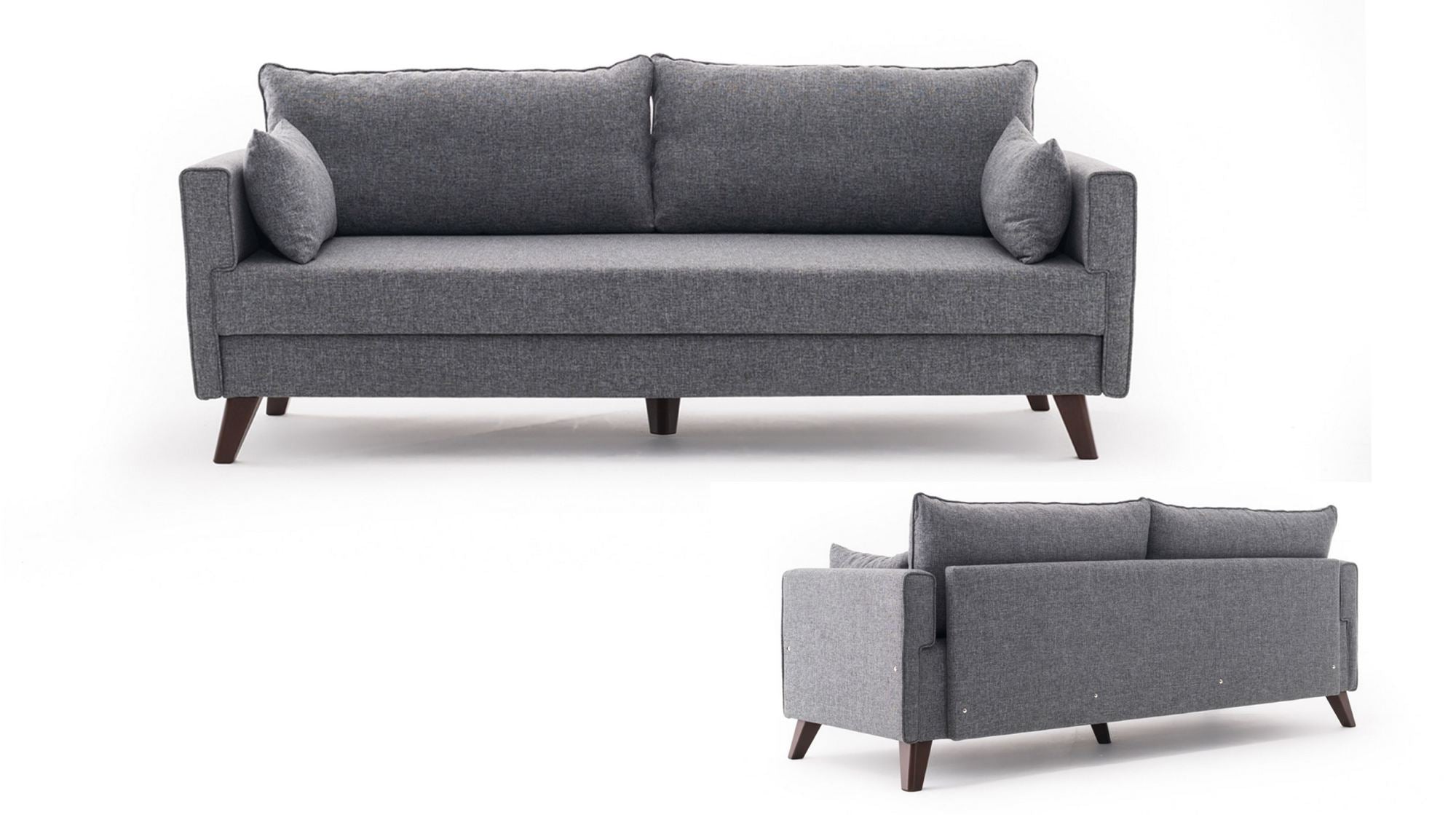 Erleben Sie das Bella Sofa Bed in elegantem Grau von Atelier Del Sofa – ein modernes 3-Sitzer Schlafsofa, das Stil und Funktionalität perfekt kombiniert.