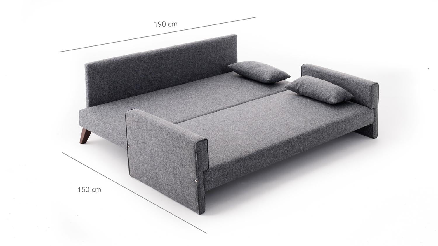 Erleben Sie das Bella Sofa Bed in elegantem Grau von Atelier Del Sofa – ein modernes 3-Sitzer Schlafsofa, das Stil und Funktionalität perfekt kombiniert.