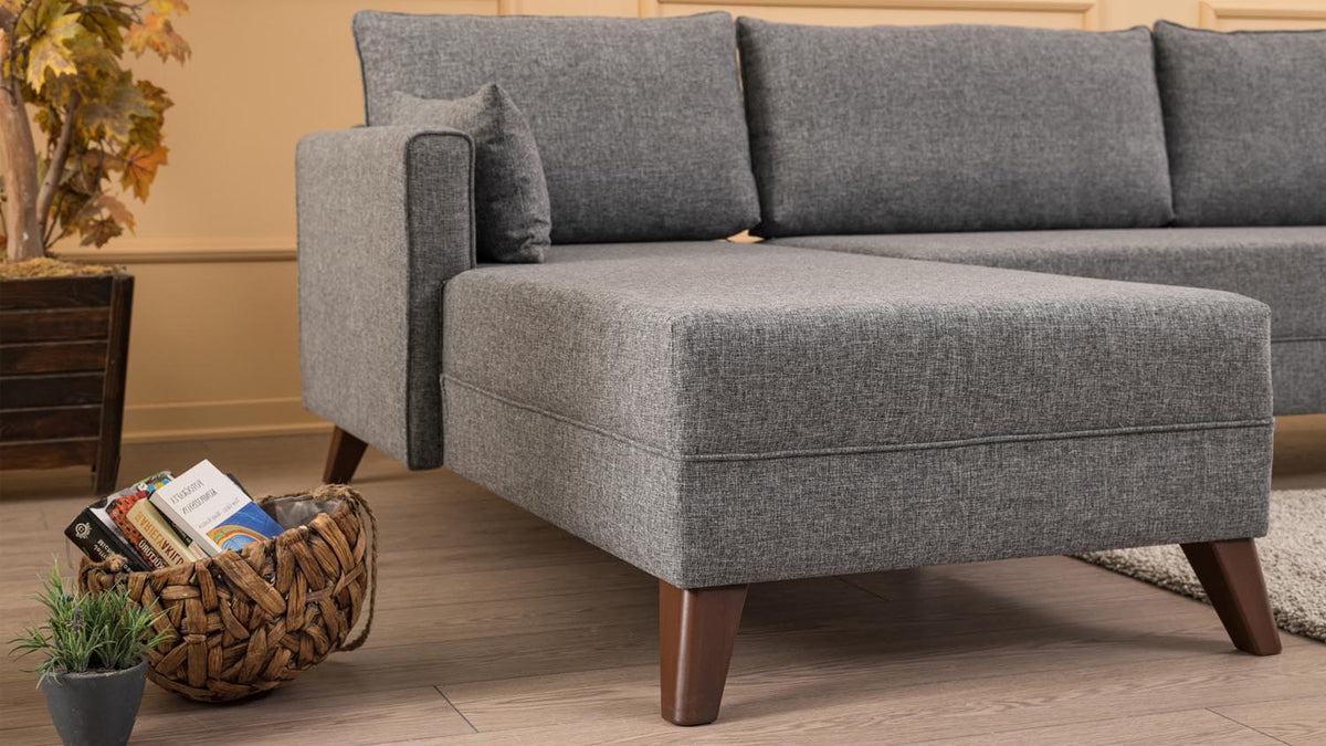 Bella Corner Sofa Left 1 Ecksofa - Grau in Grau präsentiert im Onlineshop von KAQTU Design AG. L-Sofa links ist von Atelier Del Sofa