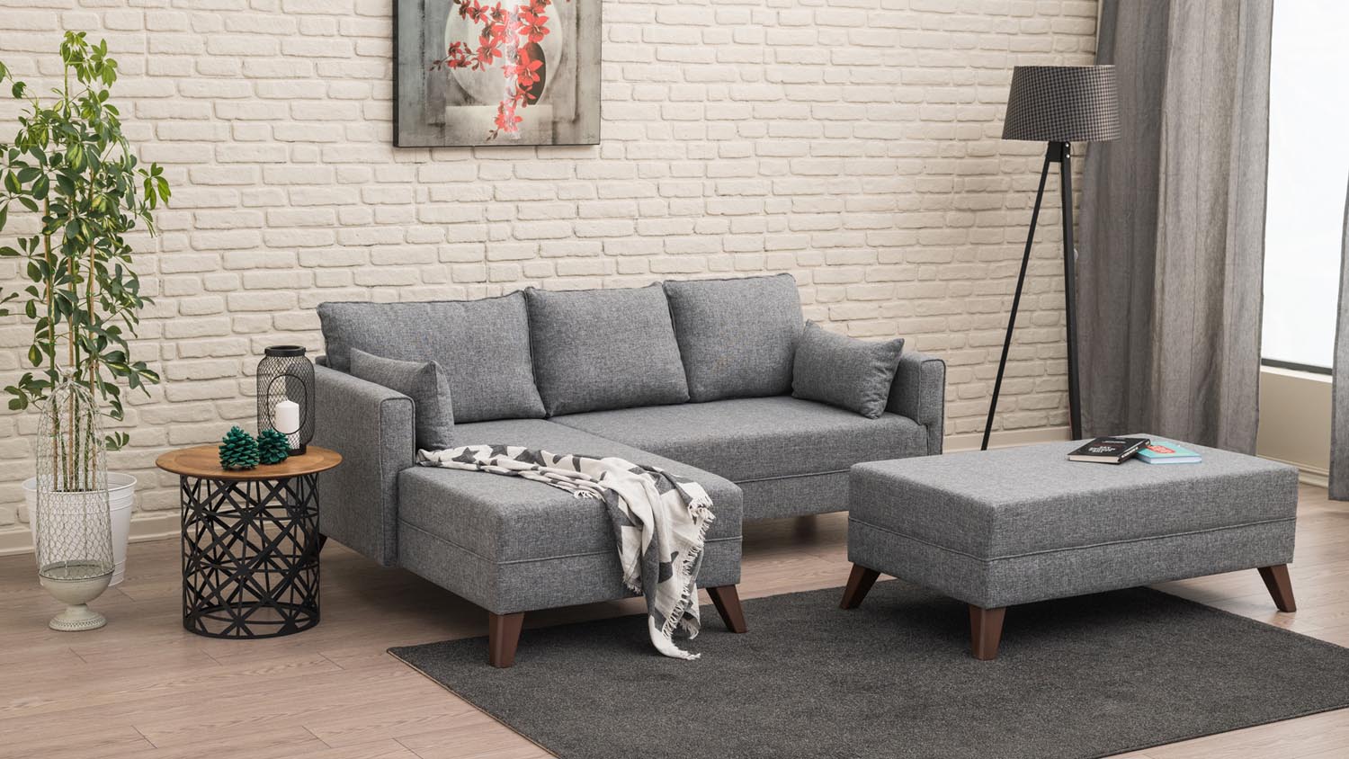 Entdecken Sie das elegante Bella Ecksofa-Bett in Grau von Atelier Del Sofa. Ideal für kleine Räume, vereint es Stil und Komfort.