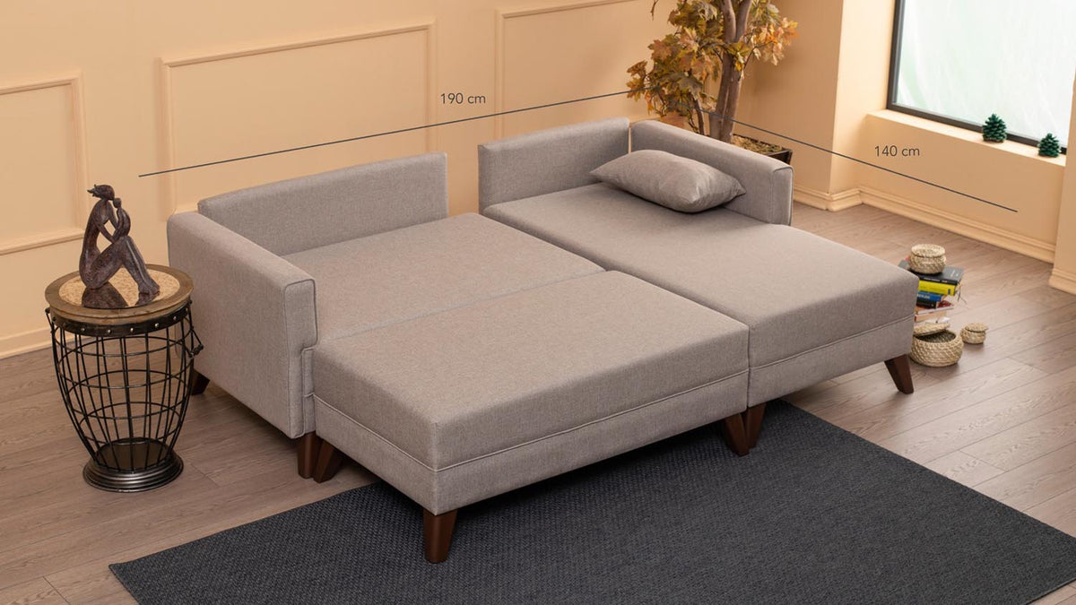 Bella Corner Sofa Right 2 Bettsofa - Sahne in Sahne präsentiert im Onlineshop von KAQTU Design AG. Bettsofa rechts ist von Atelier Del Sofa