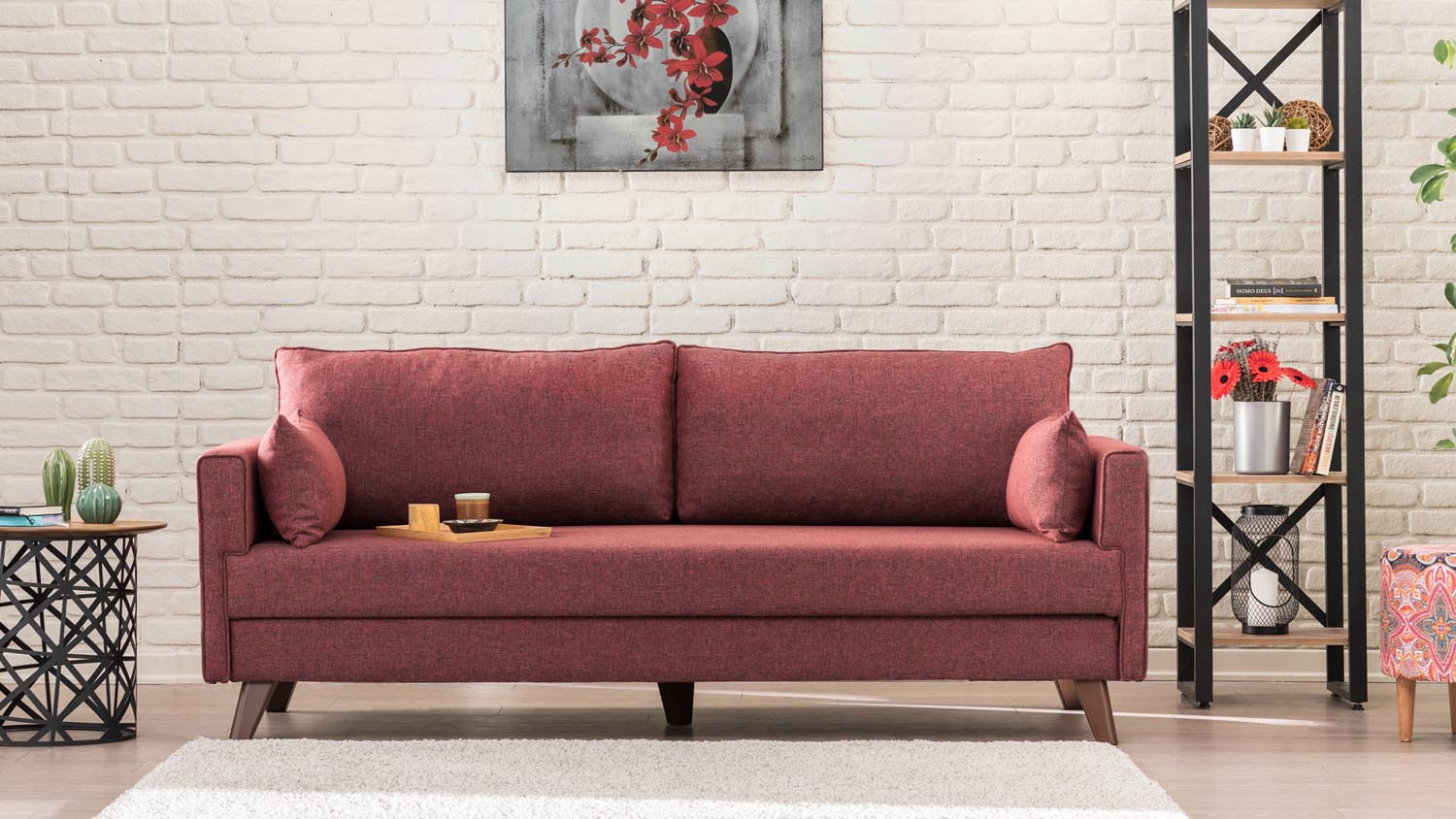 Verleihen Sie Ihrem Wohnraum mit dem Bella Sofa Bed in Karmesinrot von Atelier Del Sofa einen Hauch von Eleganz und Funktionalität. Perfekt für Gäste!