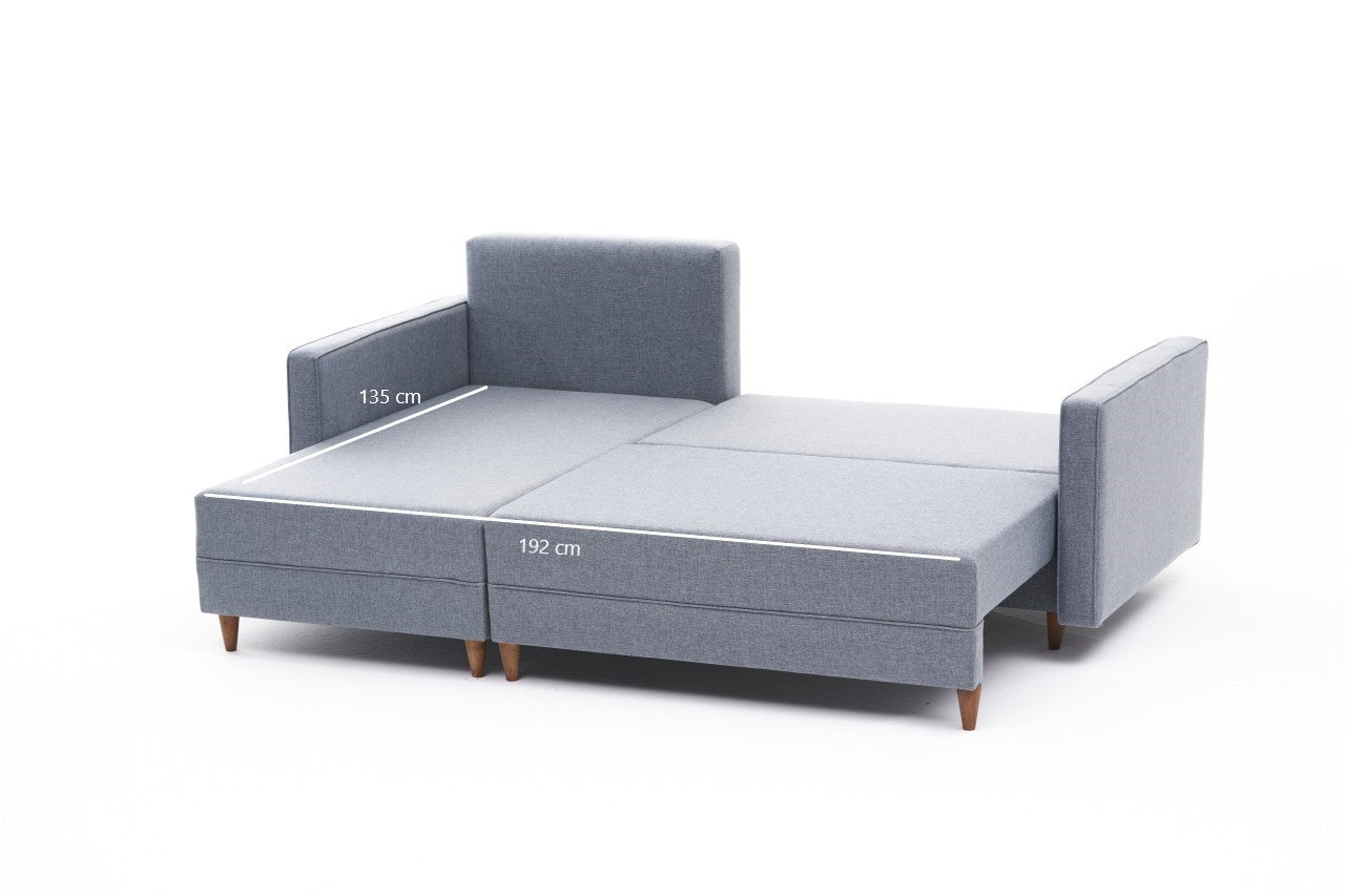Verleihen Sie Ihrem Raum mit dem Aydam Left Bettsofa in Blau von Atelier Del Sofa einen modernen Akzent – ideal für Entspannung und Gäste!
