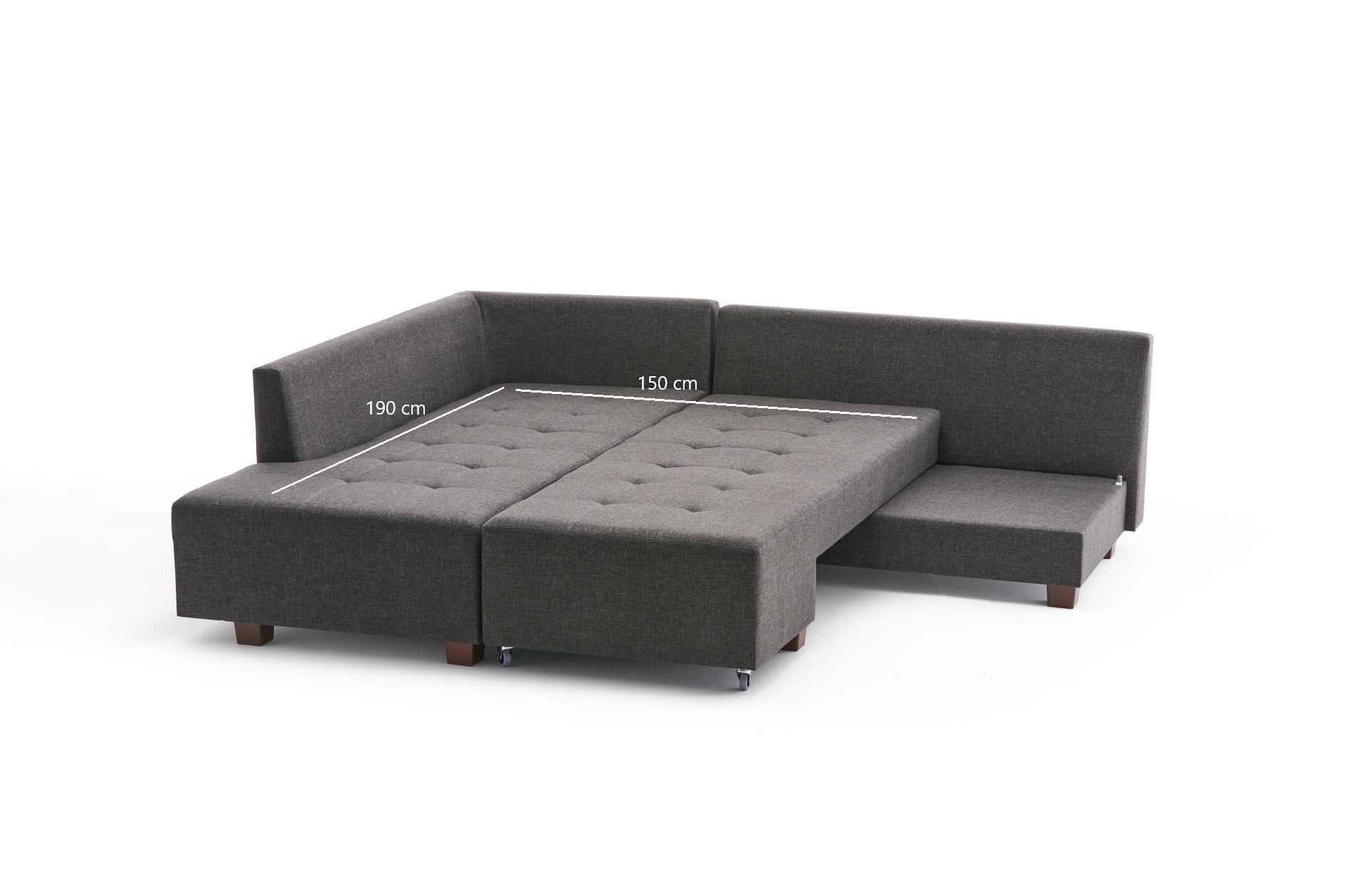 Entdecken Sie das elegante Manama Ecksofa-Bett in Anthrazit von Atelier Del Sofa – die perfekte Kombination aus modernem Design und praktischer Funktionalität!
